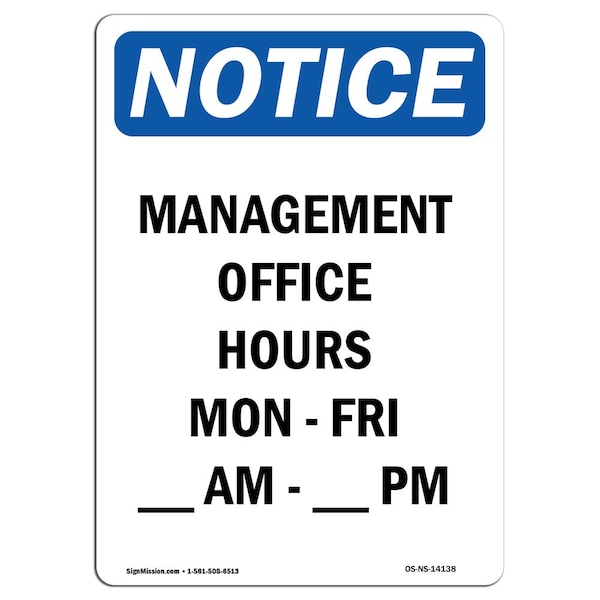 Safety Sign, OSHA Notice, 5" Height, Sign, Portrait, 10PK